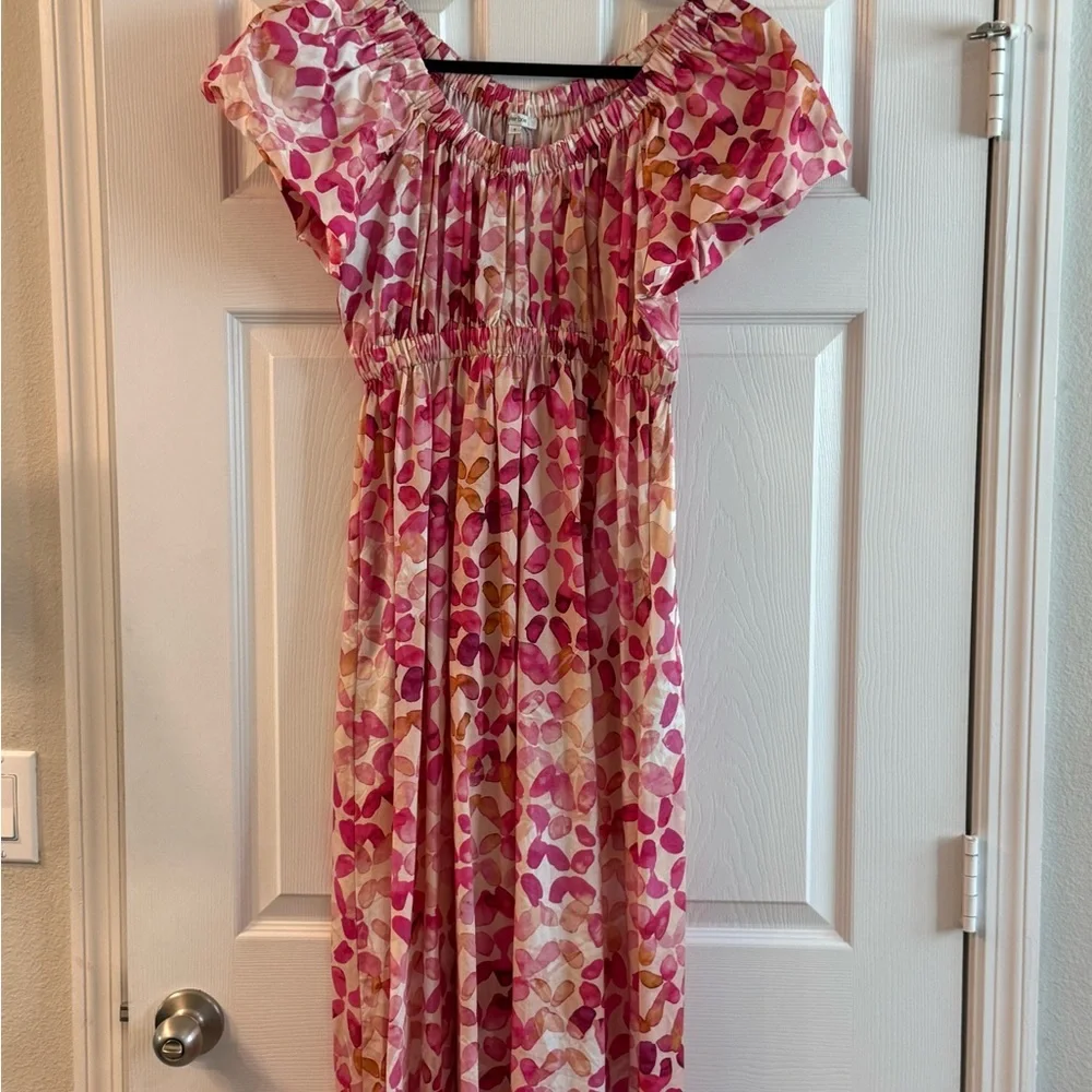 Tyler Boe Pink and Orange Floral Midi Dress - Picture 5 of 8